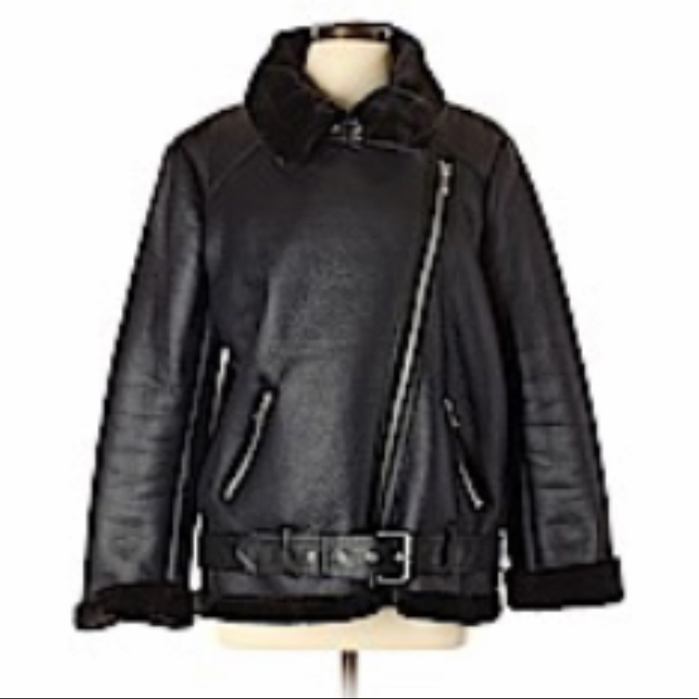 zara oversized motorcycle jacket with fur